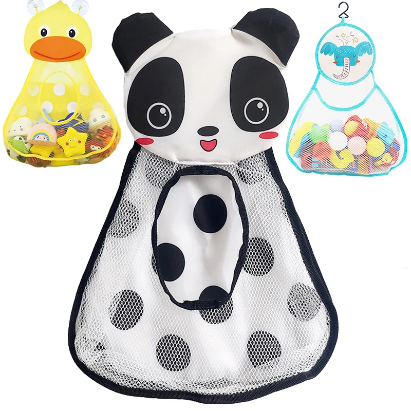 Baby Bath Toys Duck Animal Mesh Net Bag With Suction Cups Storage Bag Kids Bathroom Bathtub Water Toy Organizer Bath Game Bag baby toddler toys green