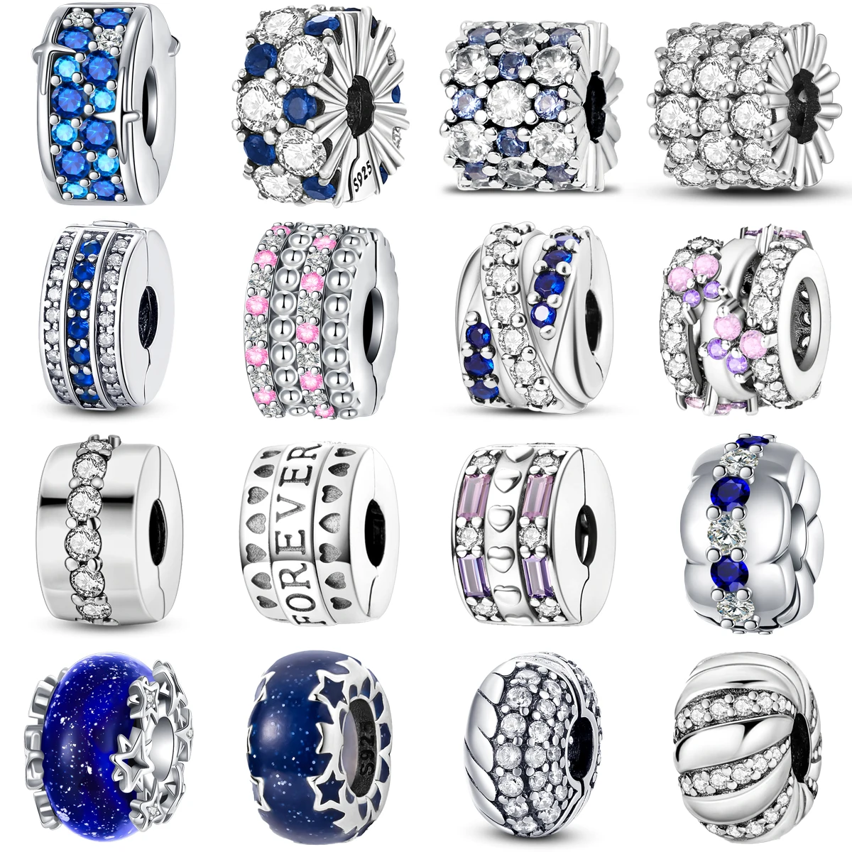 

Мерцающие зажимы, подвески-бусины, подходят для оригинальных серебряных браслетов Pandora 925, женские Украшения «сделай сам»