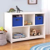 Classic Bookshelf: Children's 5 Compartment Toy, Bin, Art, Clothes and Bookcase - Wooden Playroom and Bedroom Storage Furniture 1