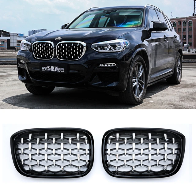 EIN Paar Für BMW X3 G01 G08 X4 G02 2017-2020 Auto Diamant Grills Front  Niere Grill Chrome Mesh grille Auto Zubehör - AliExpress