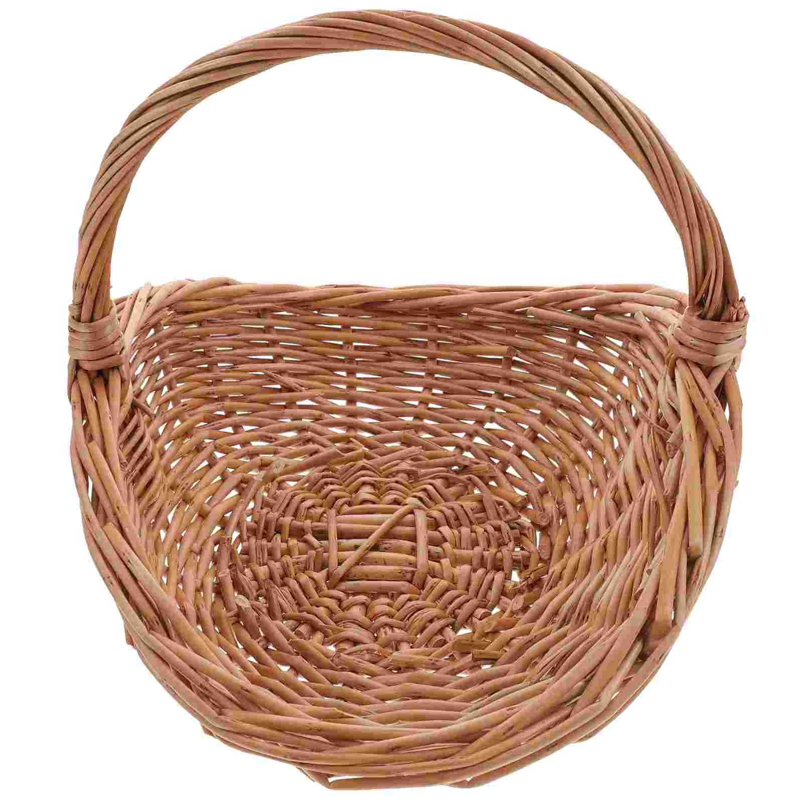

Wicker Woven Basket Willow Gift Basket Fruit Picnic Easter Candy Serving Basket Handles Rattan Food Storage Basket Wedding