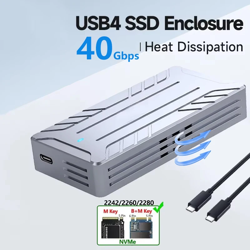 40Gbps USB 4.0 SSD Enclosure Thunderbolt USB-C M.2 NVMe SSD Case Compatible with USB 3.2/3.1/3.0 For Macbook iPad Phone Laptop