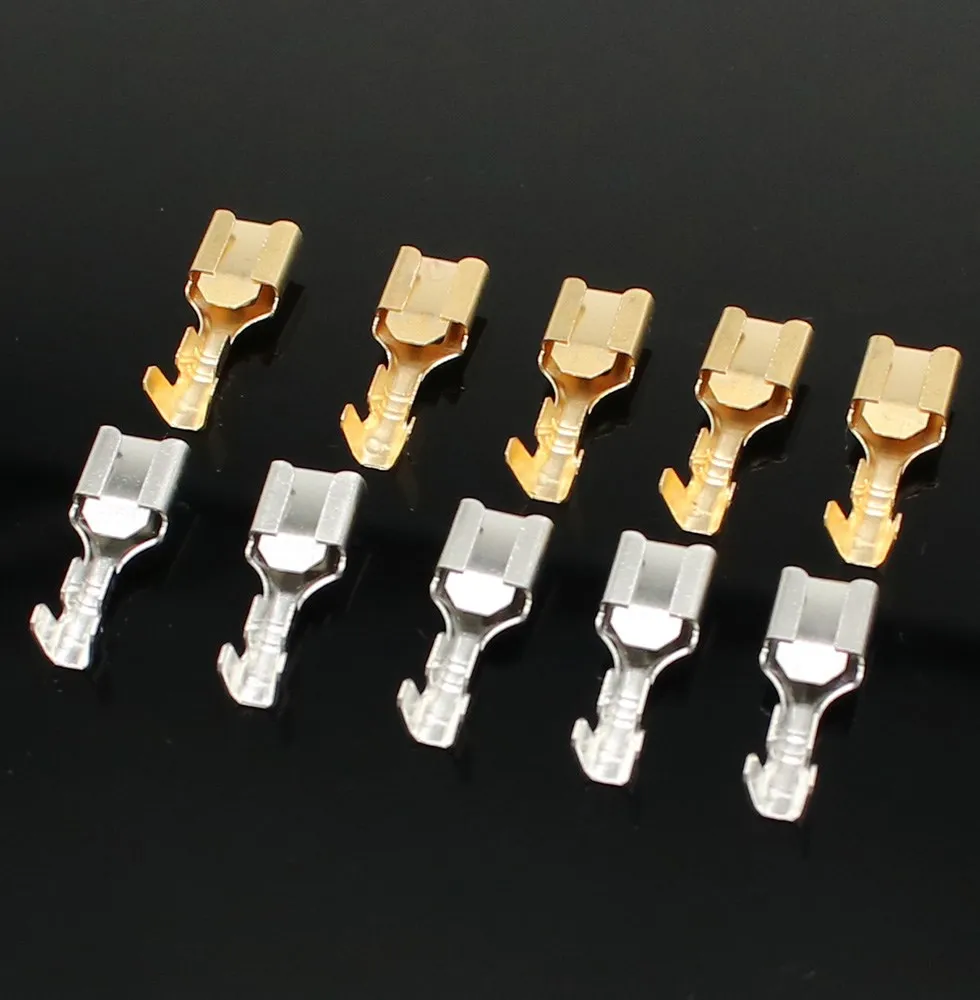 100pcs/50pcs 6.3mm Automotive Crimp Terminal Male Female Spade Connector Brass Auto Splice Wire