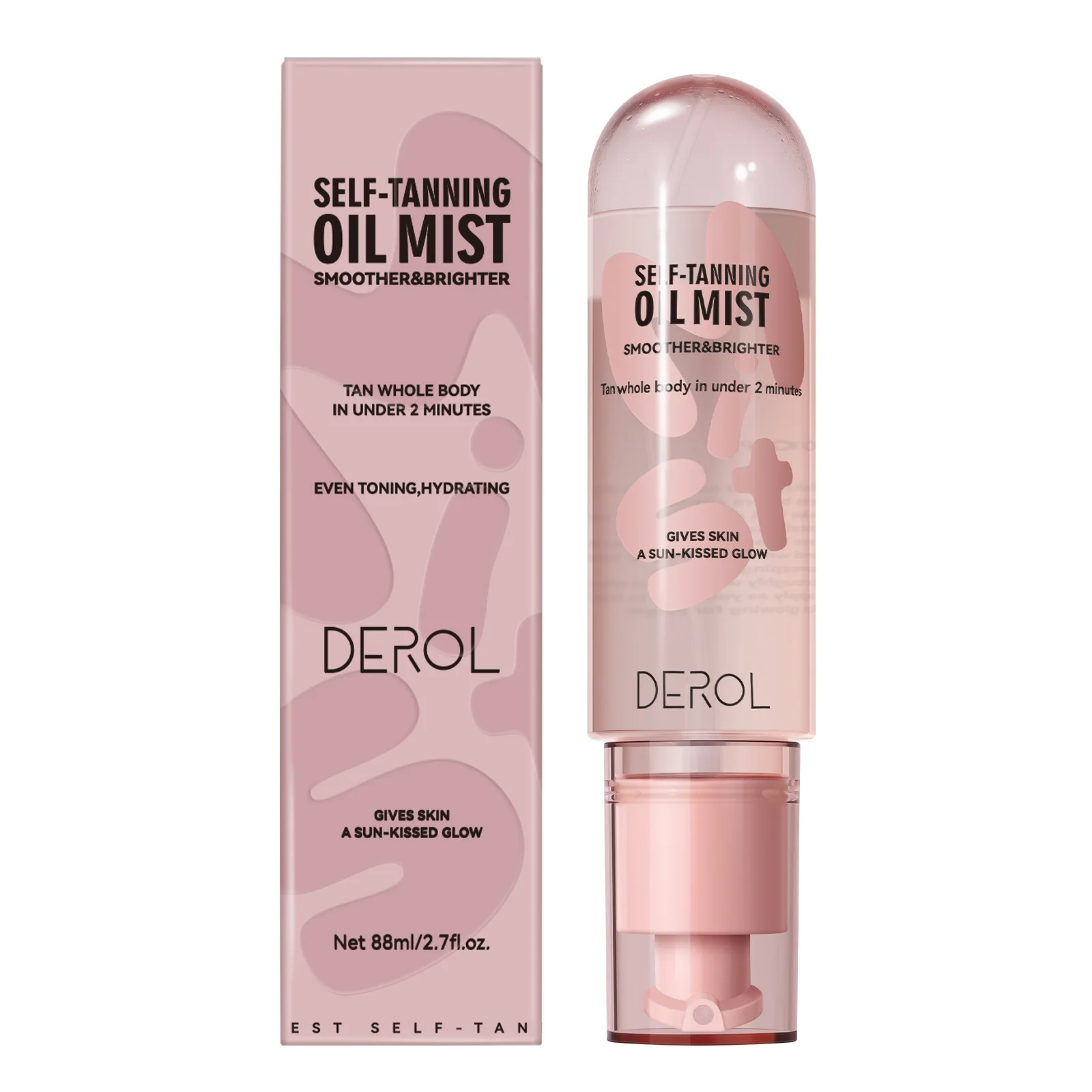 DEROL tanning spray hydrating, non-sticky natural wheat color non-staining spray for tanning