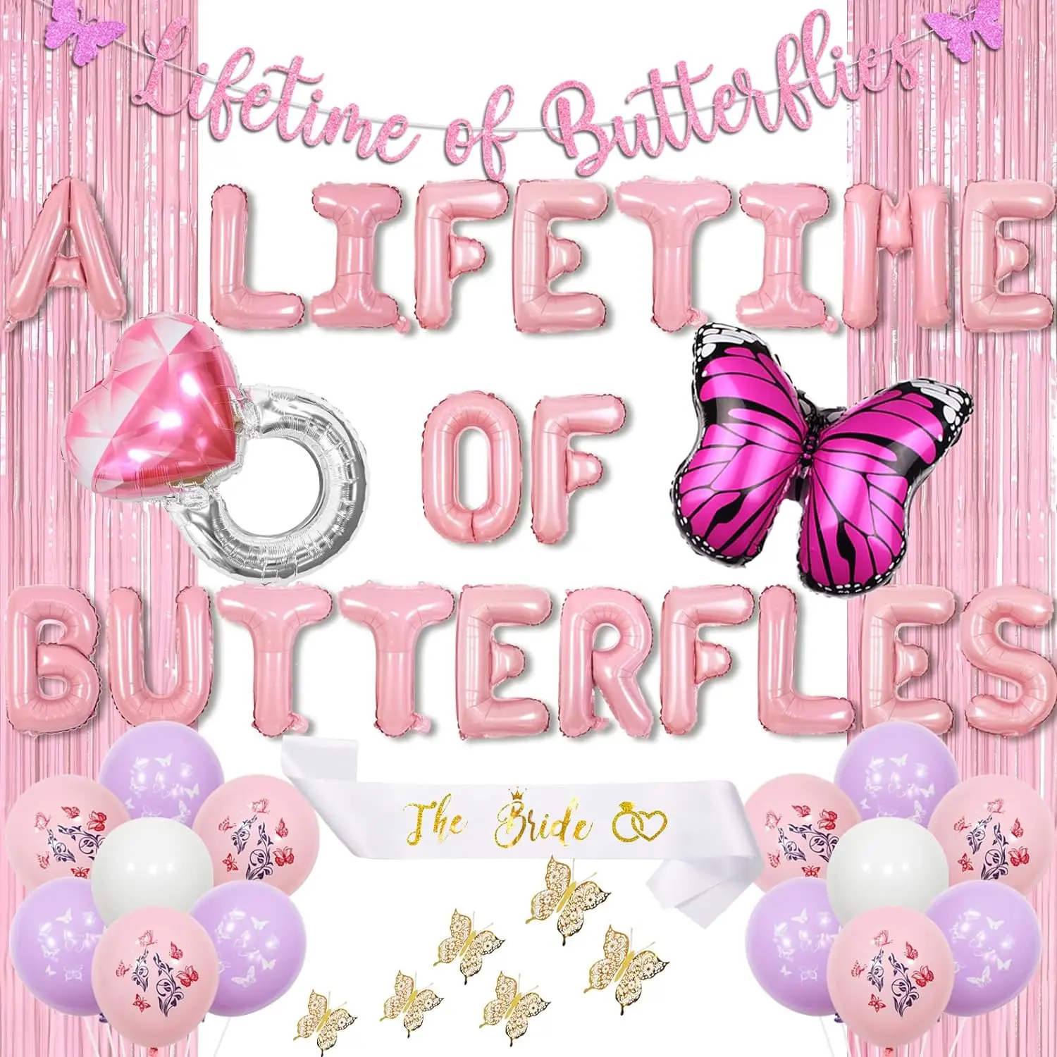 

Butterfly Bridal Shower Decor Lifetime of Butterflies Banner Balloon for Butterfly Bachelorette Wedding Engagement PartySupplies