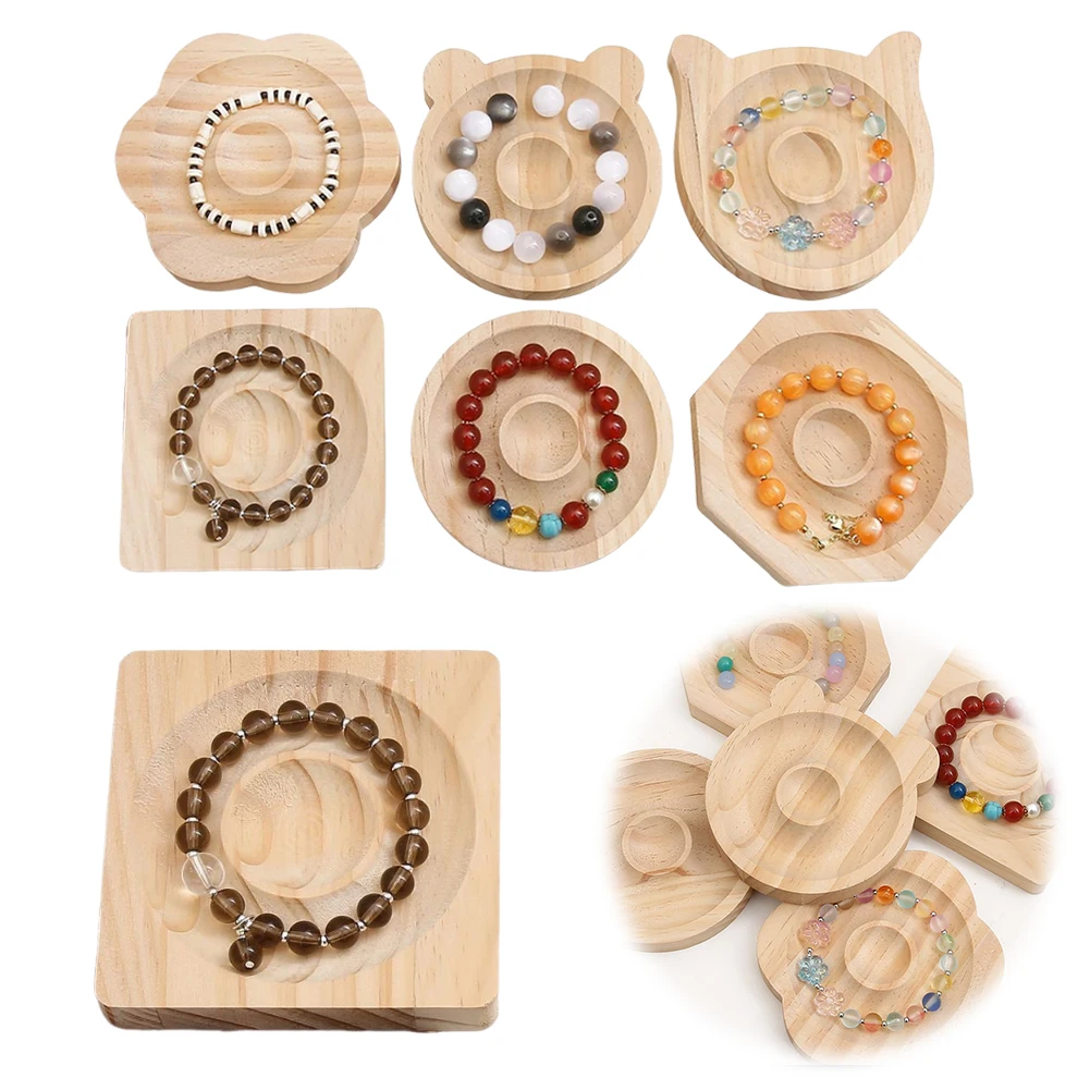 6Pcs Wooden Beading Trays Boards Multifunctional Jewelry Display Plate Jewelry Organizer Tray for Home Store Use