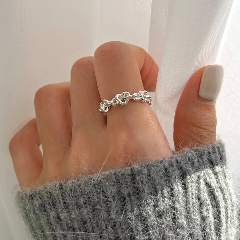 

Женские открытые кольца из серебра S925 пробы, модные элегантные креативные волнистые текстурные кольца с любовным сердцем для девушек, ювелирные изделия, подарки на день рождения, INS