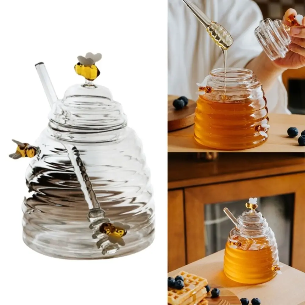

Honey Jar Household Creative Transparent Honey Jar With Glass Stirring Rod Glass Lid For Store Honey Kitchen Organizer