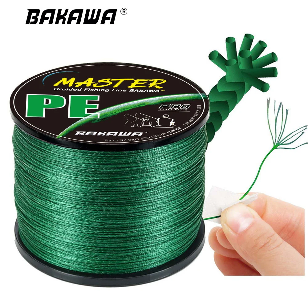 

BAKAWA Braided Fishing Line 9 Strands 300M 500M 1000M Multifilament 100%PE X9 Strong Smooth Seawater Carp Wire 22-100LB Pesca