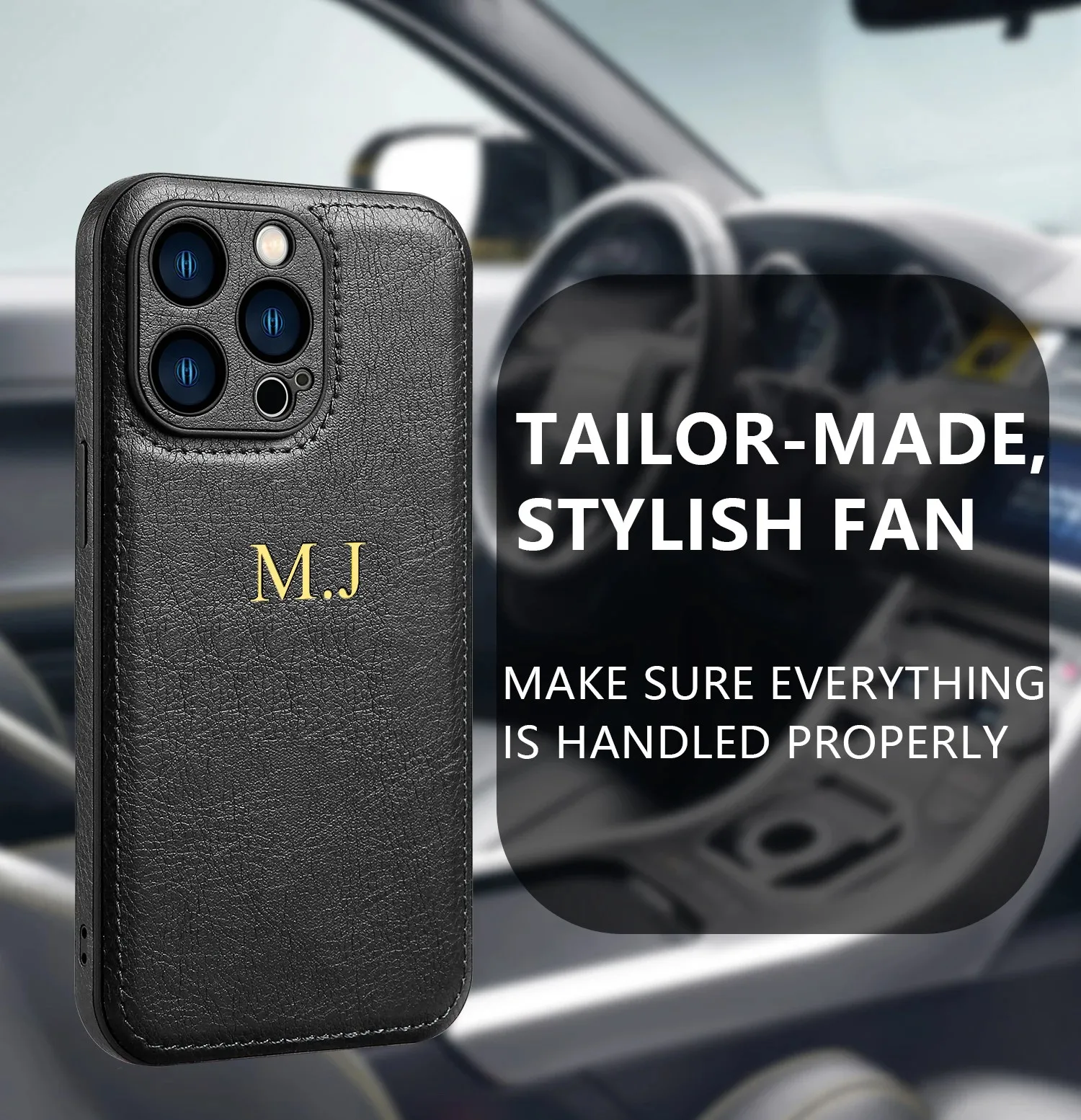 Personalized Custom Name Phone Case For iPhone 15 14 13 12 11 Pro Max 15 14 Plus Luxury Cowhide Leather Protection Back Cover