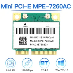 Dual Band 1200Mbps Intel 7260 7260HMW Mini PCI-E Wifi Card 5G/2.4Ghz Wireless Adapter Bluetooth 4.0 MPE-7260AC Wlan Network Card