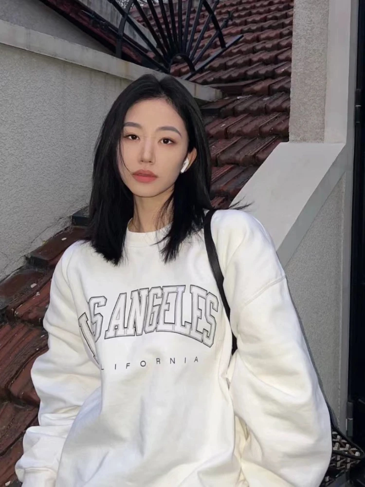 Retro Sweatshirt Women New Fall and Winter Thickened American Loose Hundred with Pullover Niche Fashion Tops Clothes Sweatshirt