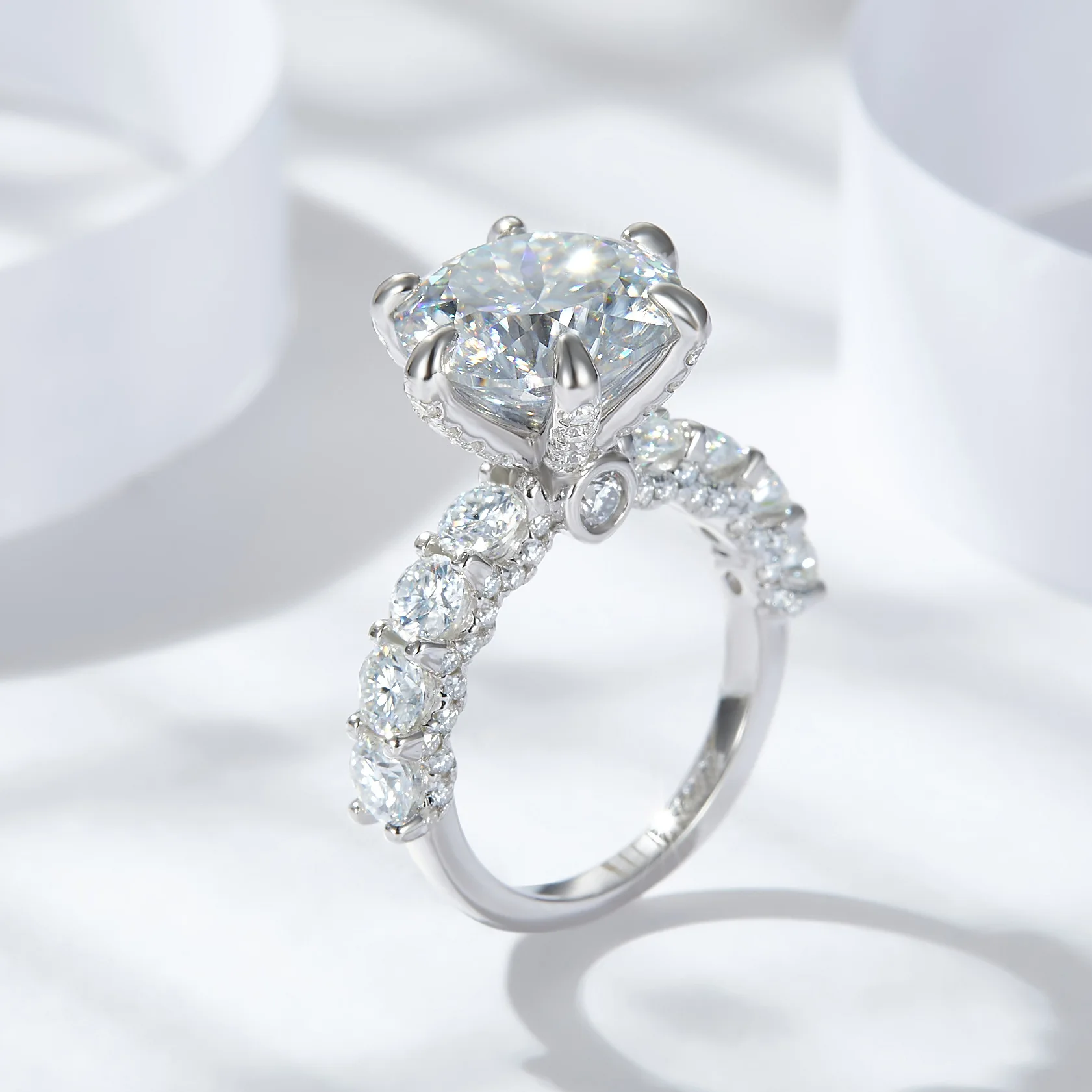 Apaison Women 3 ct Moissnaite Rings 100% 925 Sterling Silver Bridal Ring Fine Jewelry Girl Anniversary Gift Wholesale