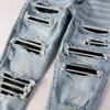 New Fashion Purple Jeans Man with Distressed Hole Patches Fashion Repair Low Rise Skinny Denim Pants 28-40 Size 6