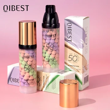 Qibest Tre colori Press Release Cream Correttore Isolare Trucco Base viso Crema schiarente Correttore liquido Primer viso