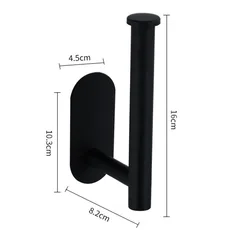 Sleek Black Stainless Steel Self-Adhesive Toilet Paper Holder (1xblack no drill)