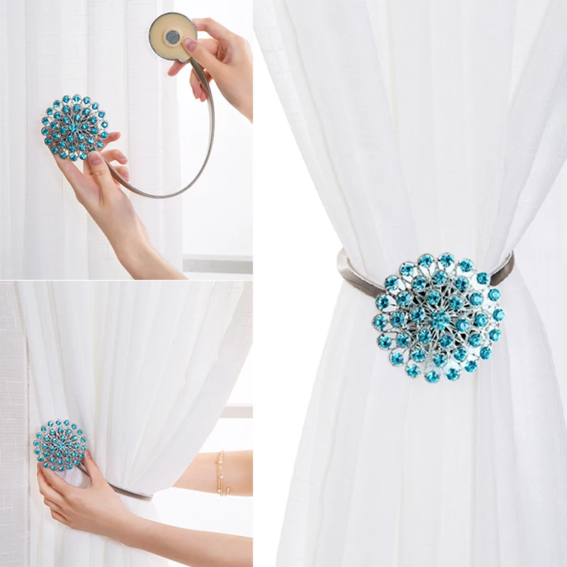 2pcs Rope Curtains Tieback Europe Style Crystal Flower