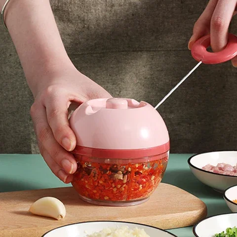 

Kitchen gadgets Manual household Mini Vegetable cutter Cooking machine Pull rope minced meat minced vegetables garlic chili comp