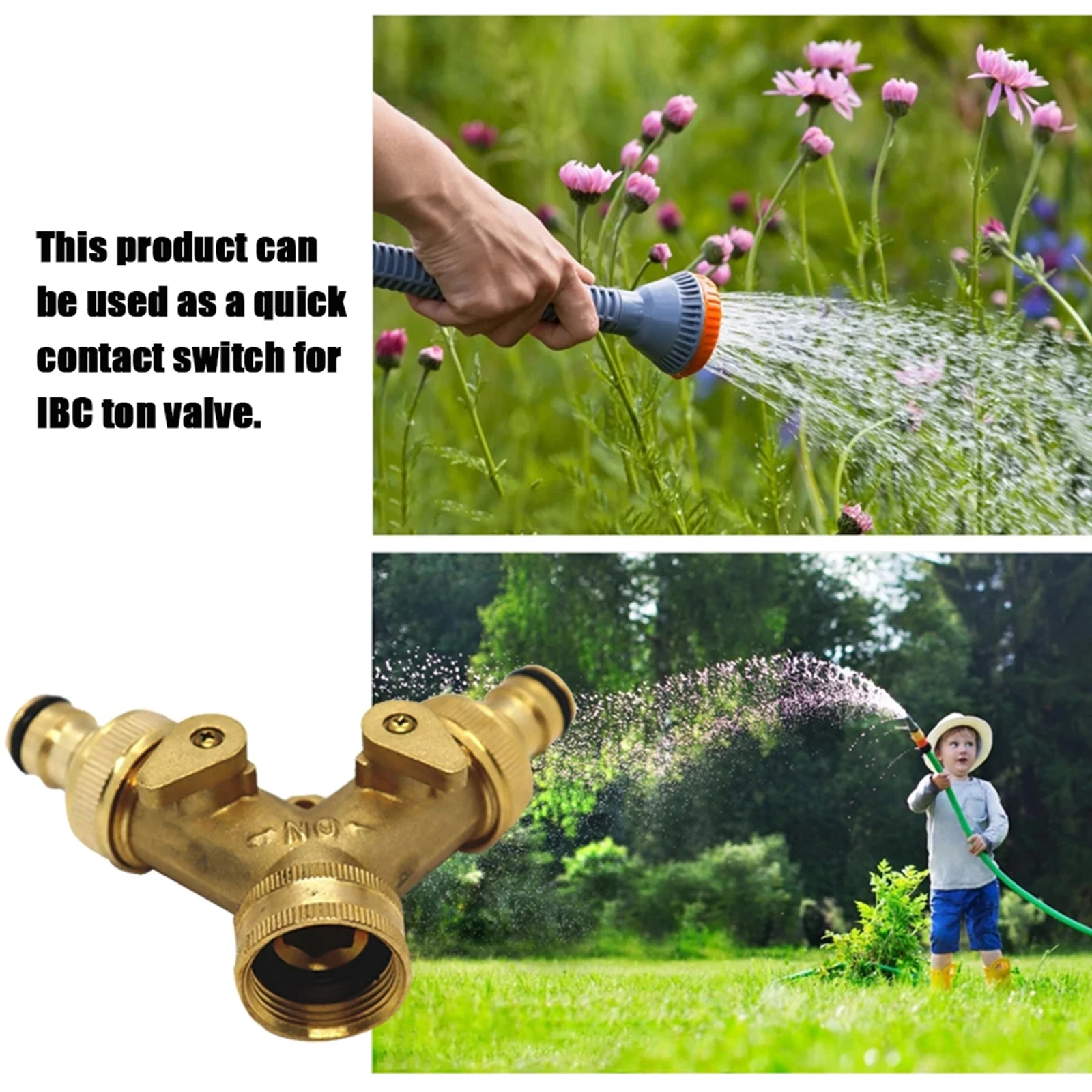 Brass Fittings 3/4 Inch Garden Ball Valve Y Type 6 Points Brass Nipple Connector Double Head Garden Connector
