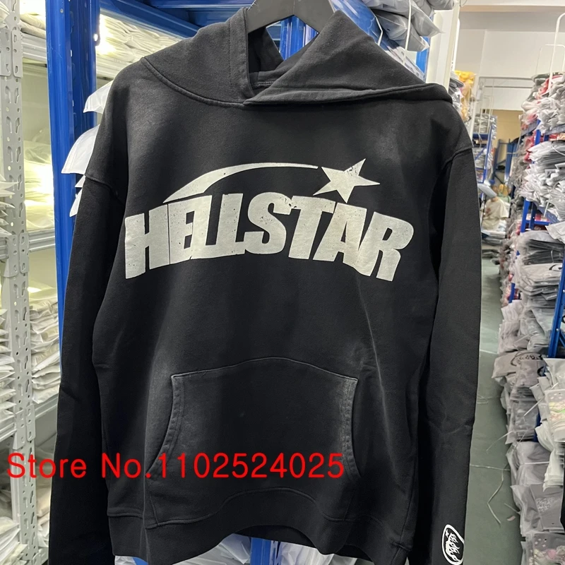 

Осенне-зимний Классический пуловер с капюшоном и надписью «Hellstar»