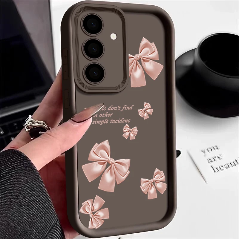 Pink Bowknot Silicone Phone Case - Stylish Soft Cover Design