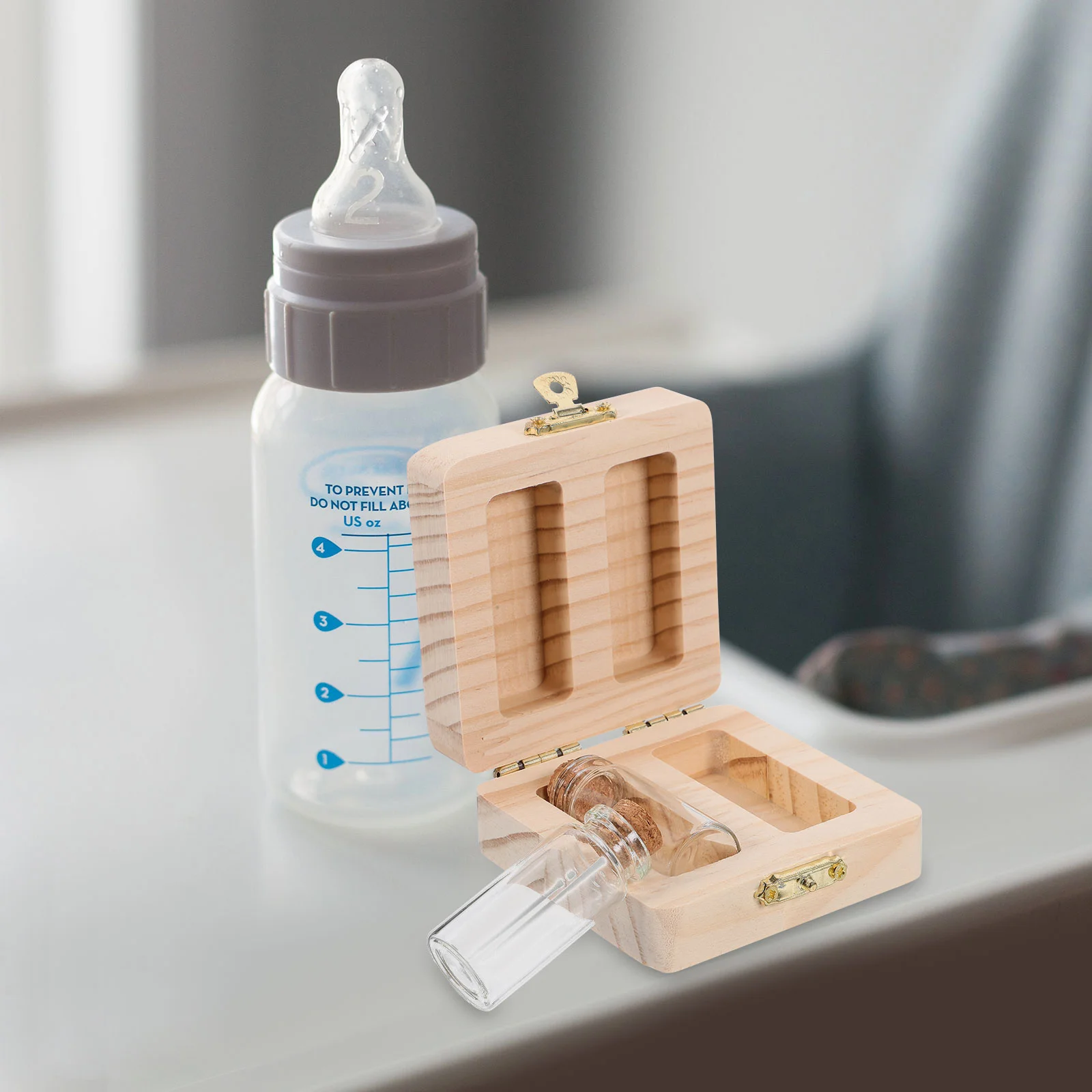Fetal Hair ganizer Wooden Storage Box Teeth Box Souvenir Collection Baby Preserving Keepsake Cord Bottle Infant