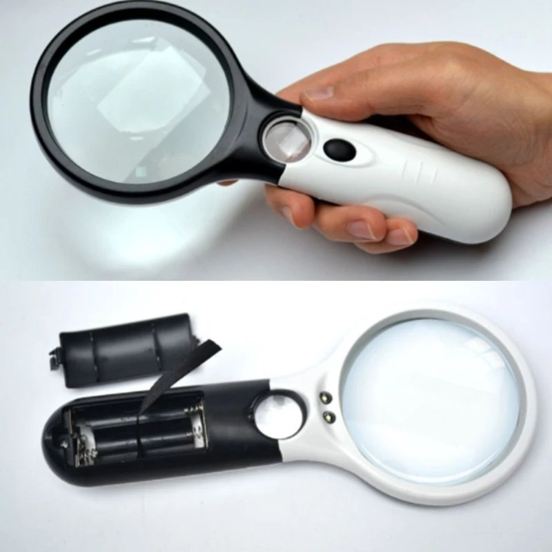 Magnifying Glass with Light 3x 45x Handheld Magnifier LED Lighted  Magnifying Glass Reading Small Prints Coins Map Drop Shipping