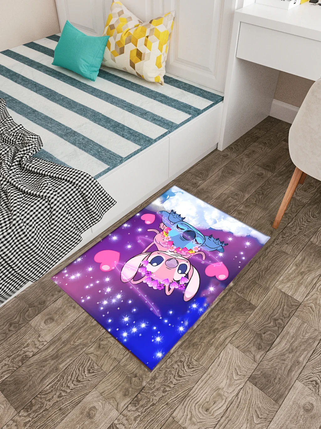 VIKAMA Cartoon Animation Crystal Pile Decorative Carpet Bedroom Living Room Kitchen Machine Washable Crawling Carpet