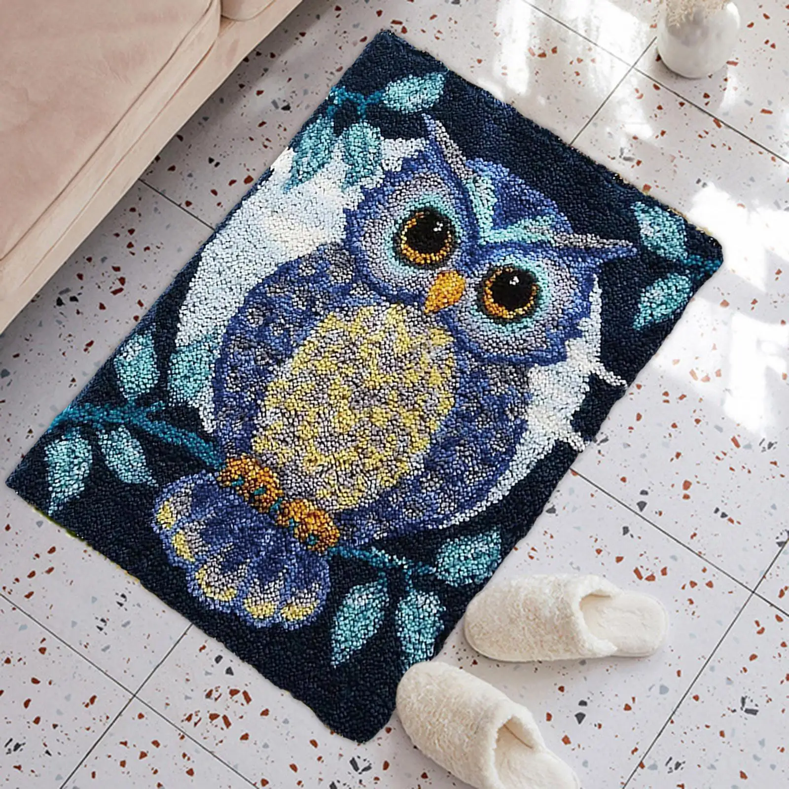 Owl Latch Hook carpet embroidery kit Floor Mat for Adults Creative Hand Craft Carpet Making Kit