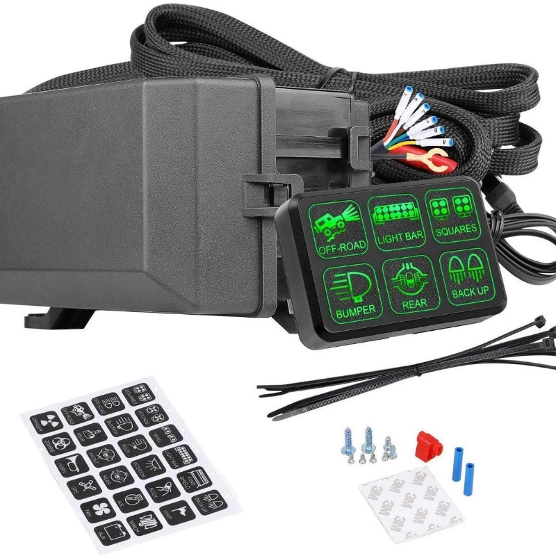 

Комплект панели переключателя 6 групп, коробка управления цепью, релейная система, универсальный сенсорный переключатель ВКЛ-ВЫКЛ для авто...