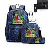 Spunki Backpacks 3pcs Simple Lightweight Capacity Teens Laptop School Bags Women Men Travel Fashion USB An-ti Lock Mochila 1