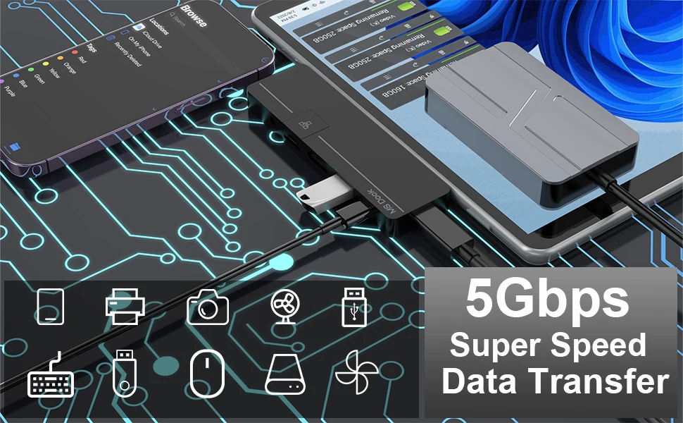 Tipo-C, Hub com 4K HDMI, USB-C Thunderbolt