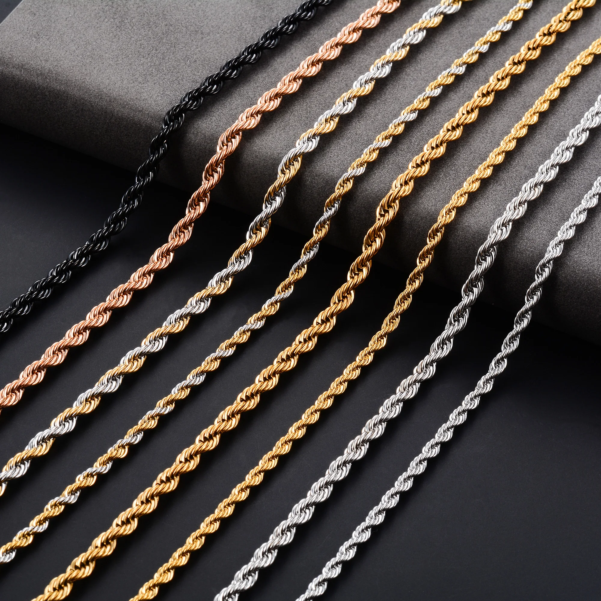 5 Colors Stainless Steel Twist Rope Chain Necklace for Women Men Black/Silver/Gold Color Plated Choker Metal Fashion Jewelry fashion necklace stainless steel necklace metal necklace choker necklace