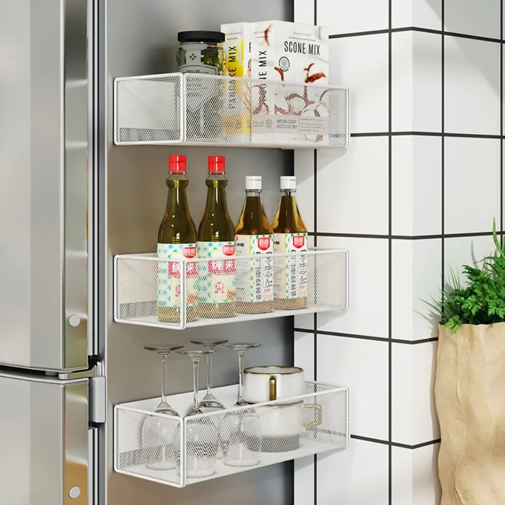 Magnetic Storage Rack Refrigerator Outer Magnet Hanging Divine Artifact Kitchen Portable No Punching Required Storage Shelves