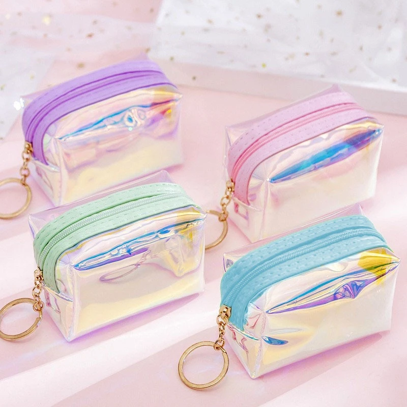

Women Zipper Short Style Purse Laser Fashion Pattern Hand Grab Bags Mini Fancy Handbag Cash Coins Multifunctional Small Wallet