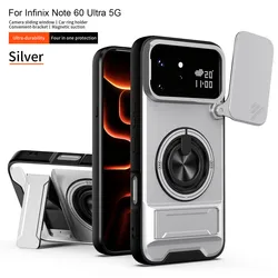Enhanced Product Title:  
Premium Ring Stand Case with Magnetic Wireless Charging and Rotating Lens Cover for Infinix Note 60 Ultra (Silver)