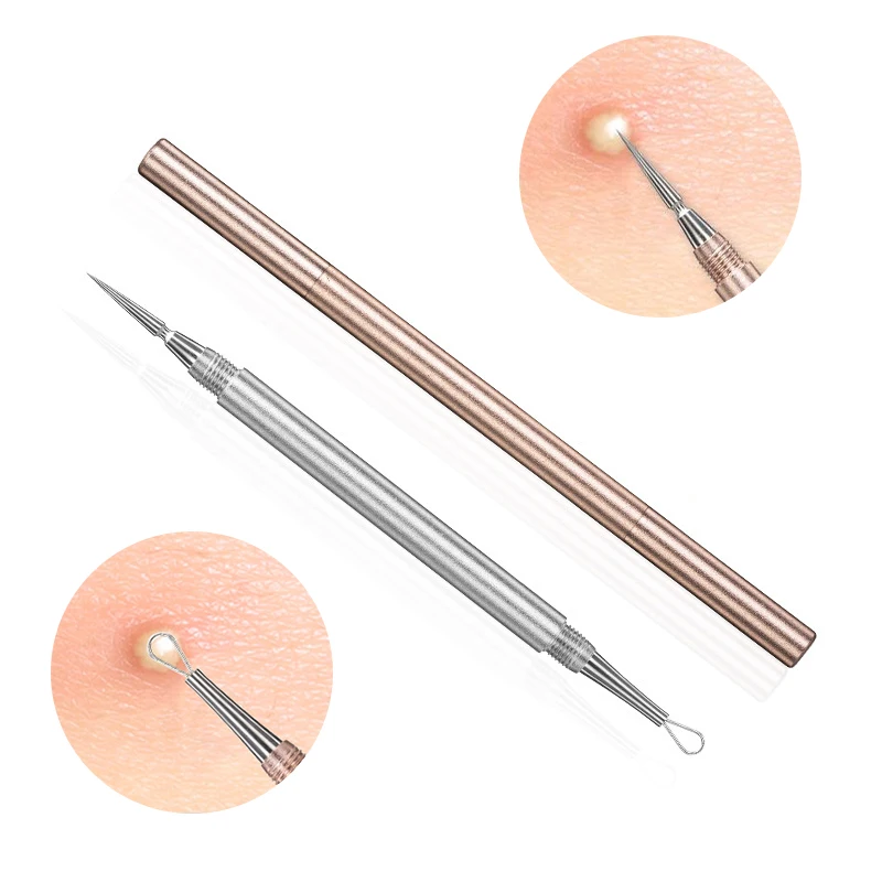 Double Head Blackhead Comedone Acne Blemish Extractor Remover Stainless Needles Blackhead Pimple Blemish Extractor Remove Tools blackhead remover acne remover