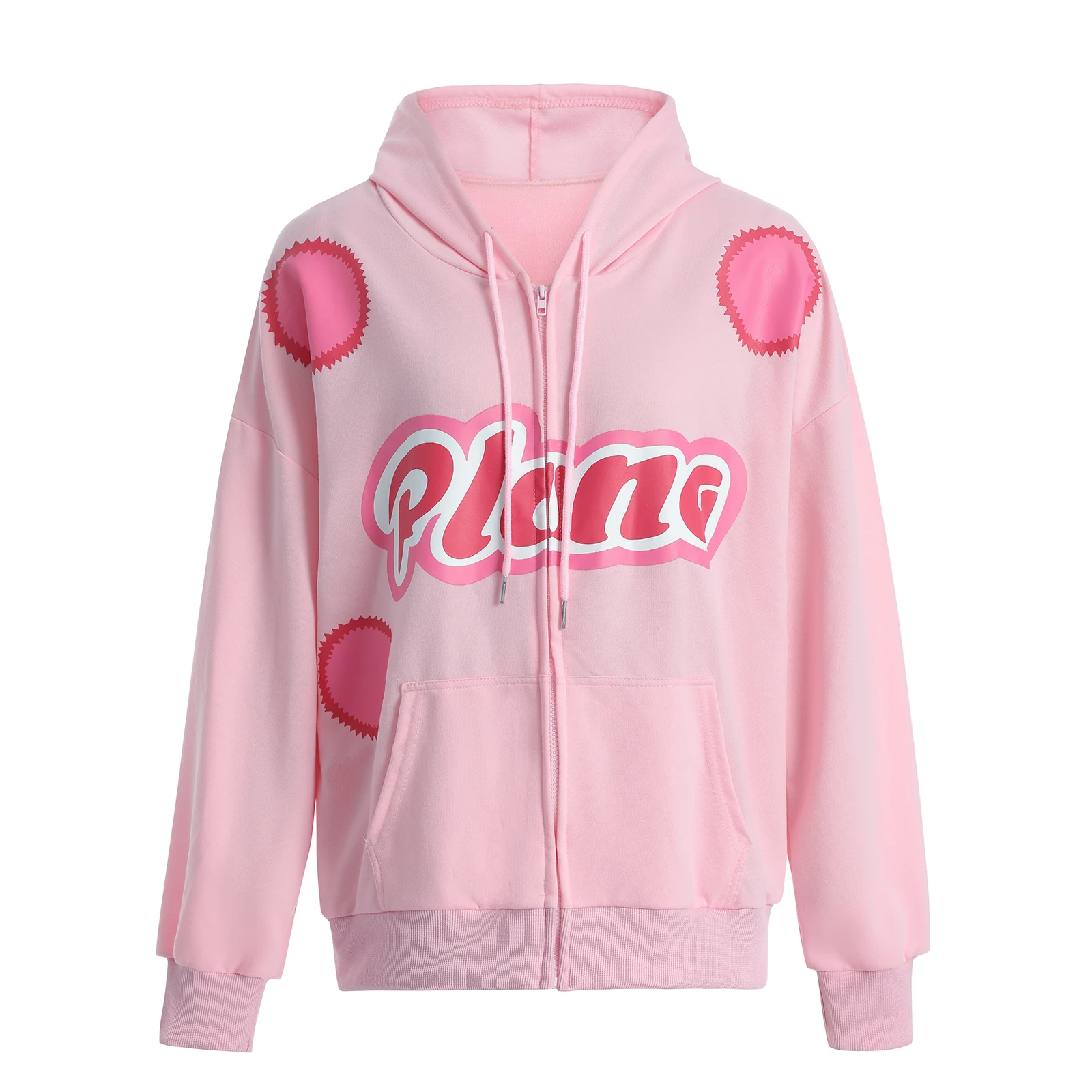 Women Graphic Printed Oversized Y2k Sweatshirt Zip Up Long Sleeve