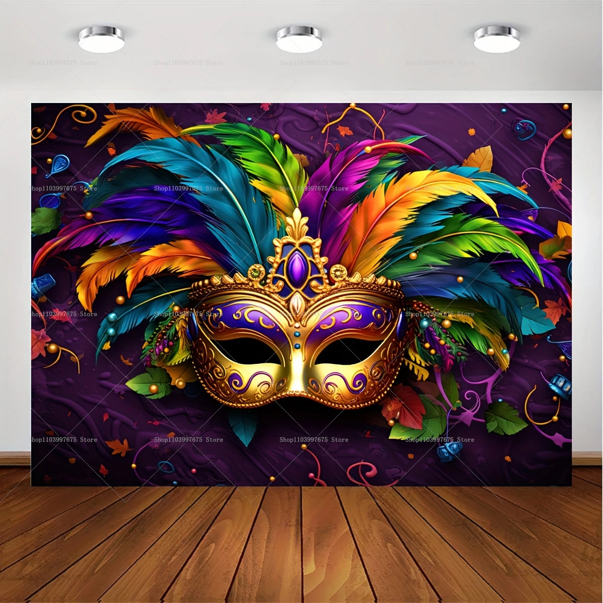 Colorful Mask Carnival Theme Photography Backdrop Venetian Mardi Gras ...