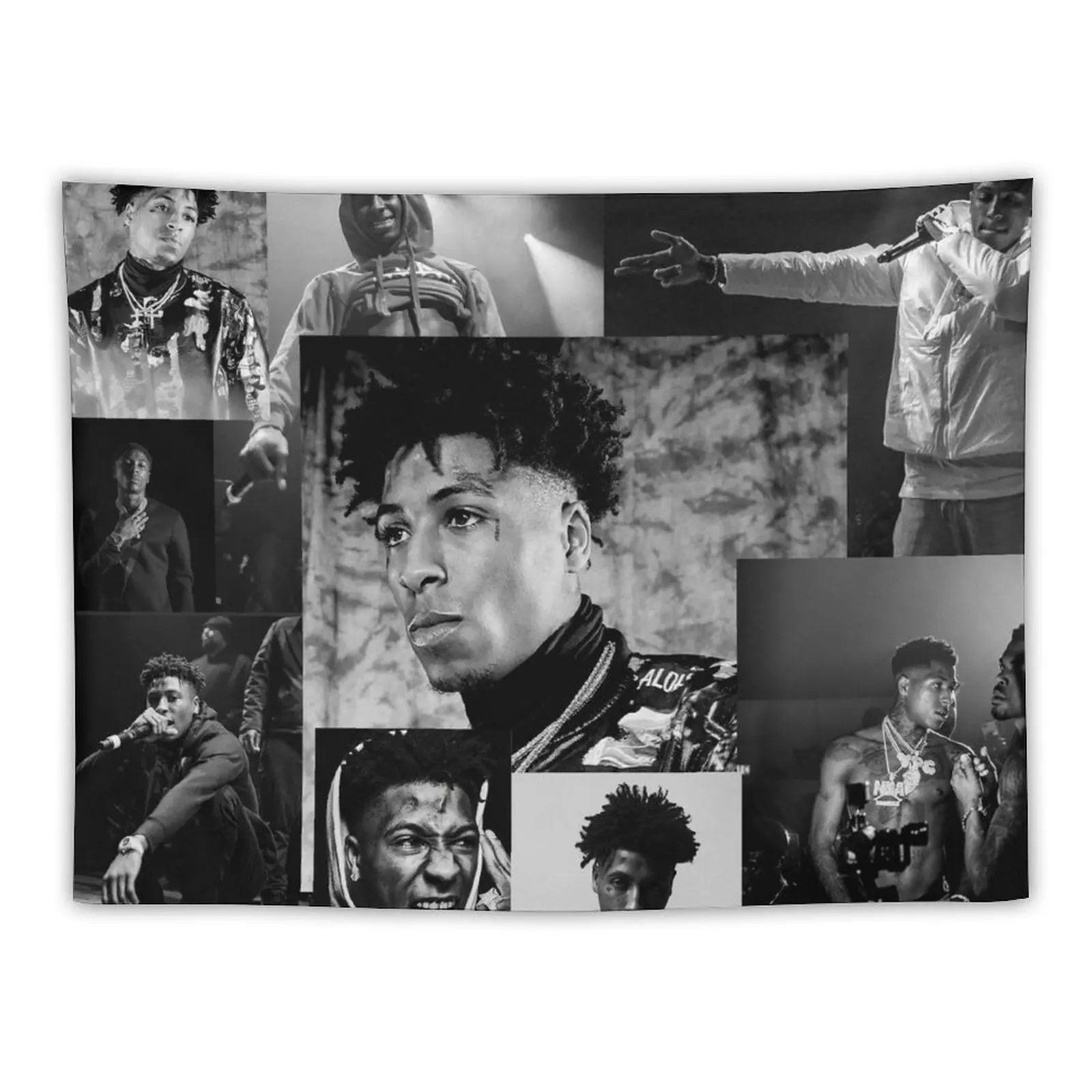 

Youngboy | B&W Never Broke Again Collage Tapestry Bedroom Decor Cute Room Decor Wall Decorations Tapestry