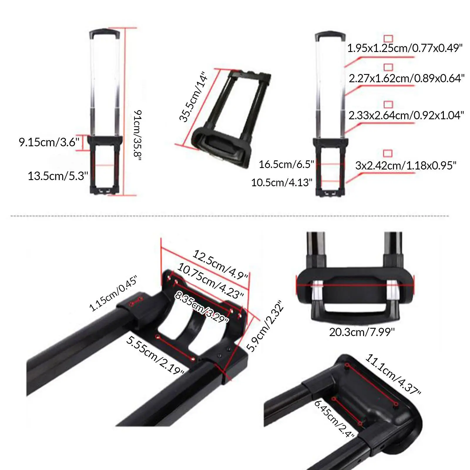 Suitcase Telescopic Handle, Travel Luggage Durable Iron Spare Parts Suitcase Pull Out Rod Spare,Telescoping Travel Case Parts