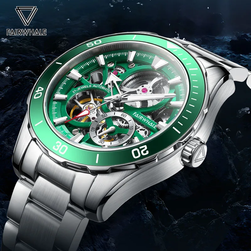 

Mark Fairwhale Green Classic Men's Mechanical Wristwatch Fully Automatic Luxury Watch For Men Waterproof Luminous Watches 6420