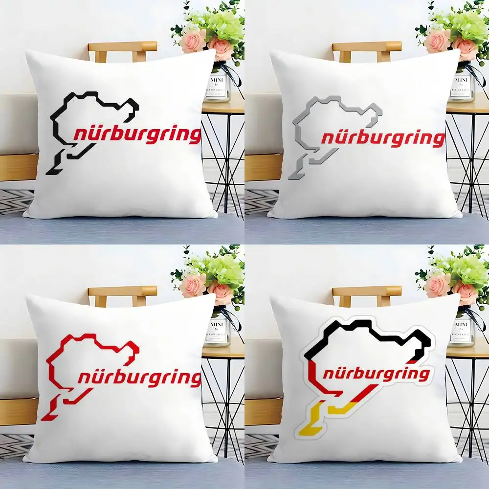 Nurburgring 스포츠카 베개 케이스 플러시 패브릭 소프트 양면 인쇄 소파 쿠션 커버 던지기 베개 커버