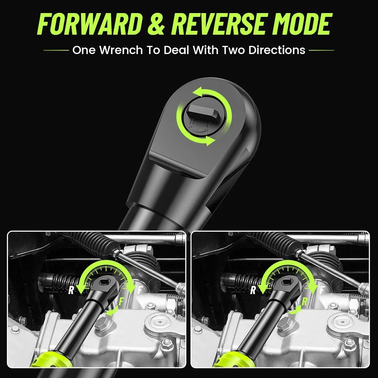 Cordless Ratchet Wrench 3/8" Light Weight Electric Ratchet 58Ft-lbs (80N.m) 400RPM 6'' Extended Neck 2.0Ah Battery Power Tools