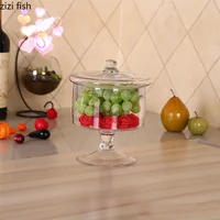 Transparent Glass Storage Jars Decorative Fruit Bowl Candy Pot Crystal Storage Jar with Lid Kitchen Spice Organizer 2