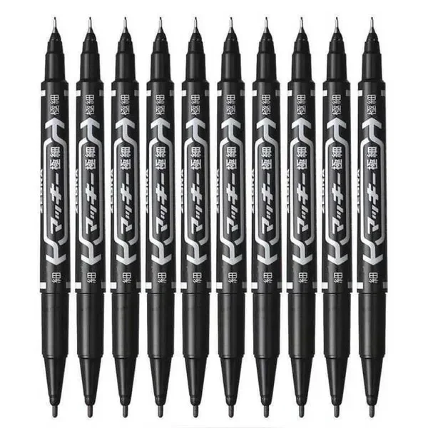 Double Head Marker Pen 1-10Pcs 0.5mm 1mm Tips Waterproof Ink Oily Office School Supplies