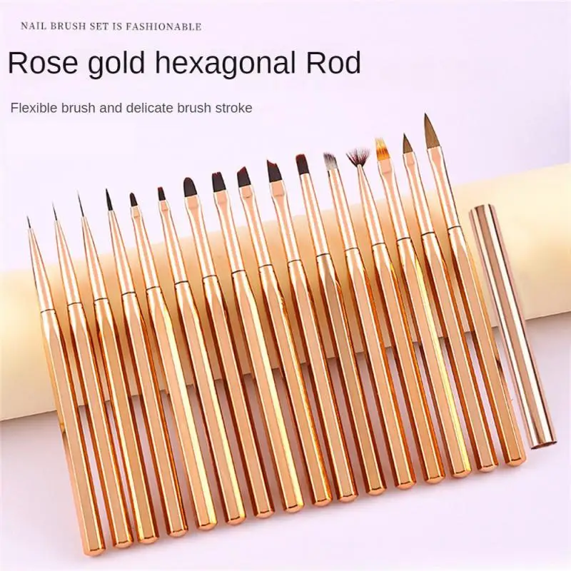 1PCS Nail Art Brush 6-16mm Line Painting Drawing Pen Acrylic Gel UV Extension Brush Nail Stripes Lines Liner DIY Manicure Tools