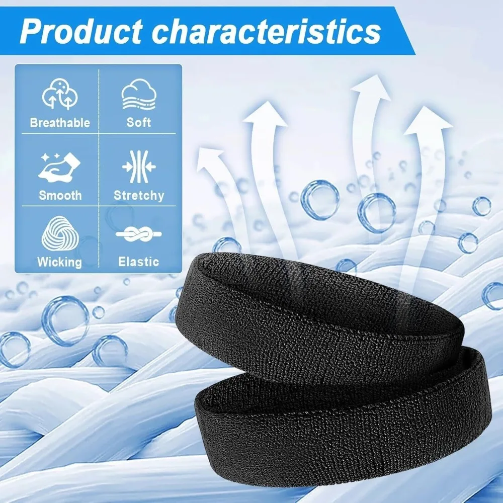 3Pcs/Set Outdoor Moisture Wicking Sports Headband Elastic Solid Color Gym Sweatband Sweat Absorbing Fitness Headband Cycling