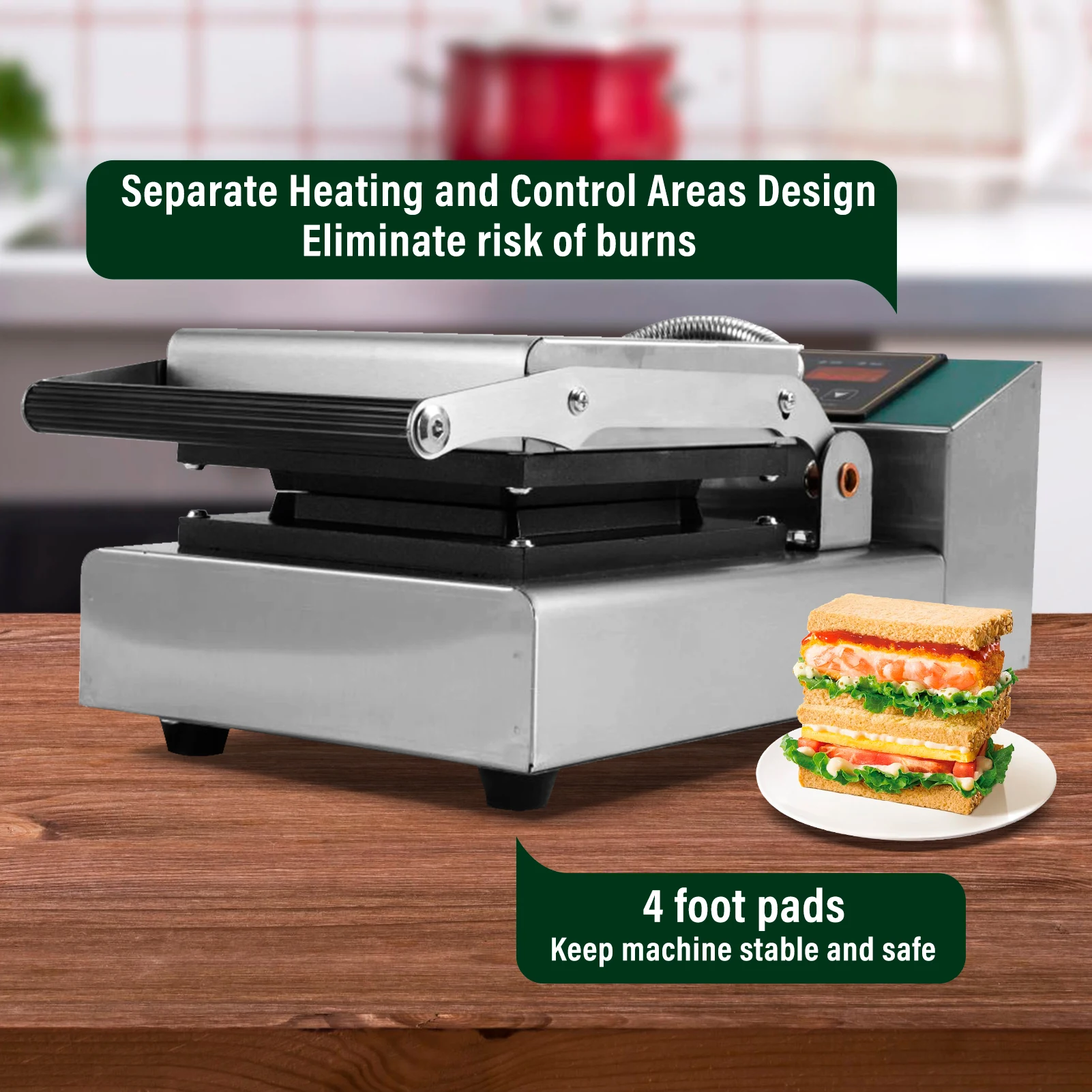Grilled Sandwich Maker Sandwich Toaster with Indicator Lights 1000W Electric Non-Stick Hot Maker Press for Tuna Melts