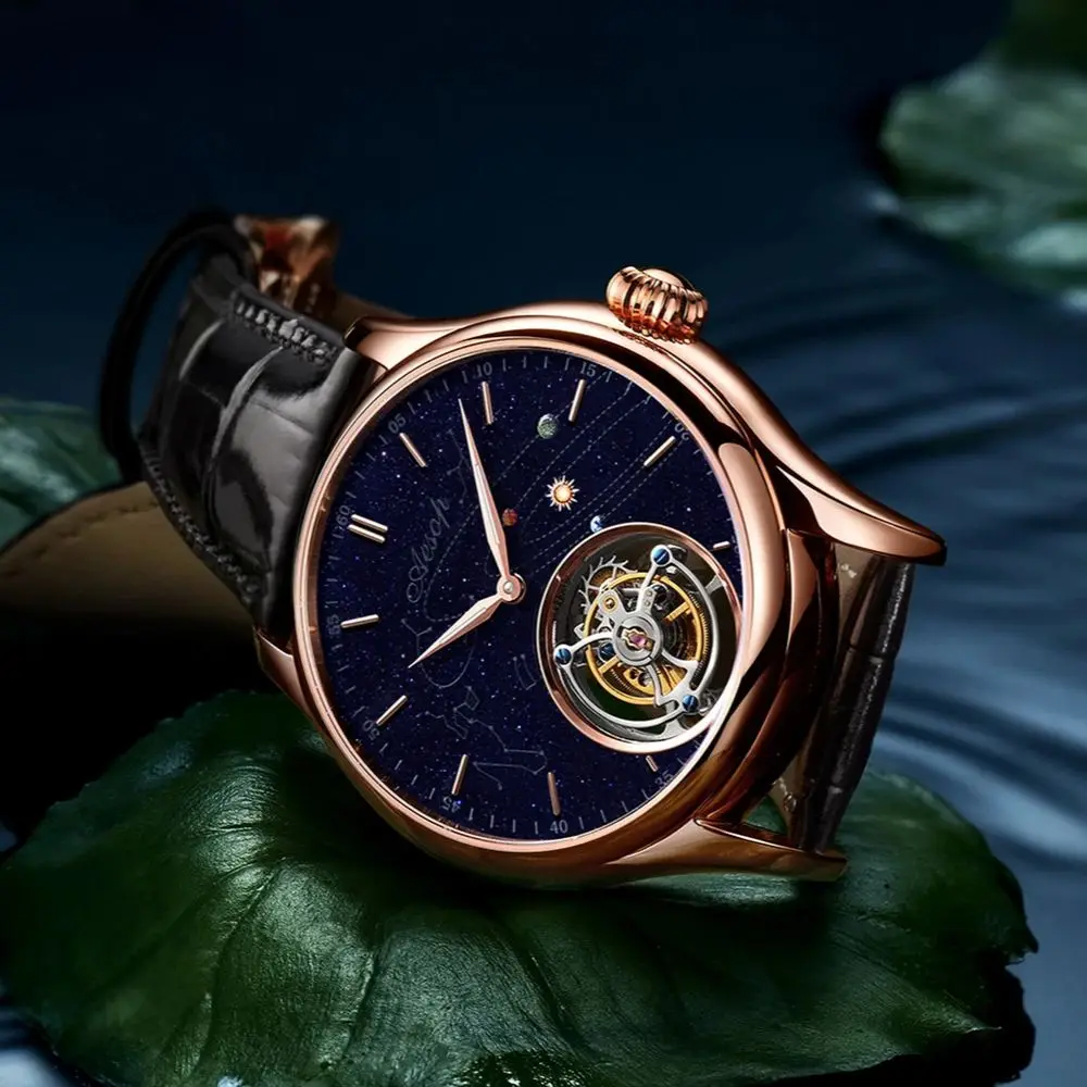 Aesop Genuine Galaxy True Tourbillon Tianjin Movement Starry Sky Sky Micro Painting Earth Mechanical Watch Men's Customized Wate 5